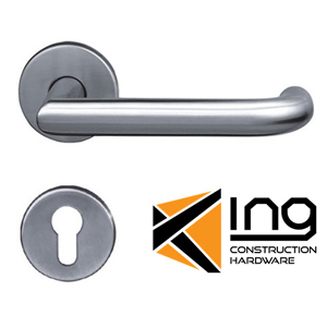 Brushed nickel door levers